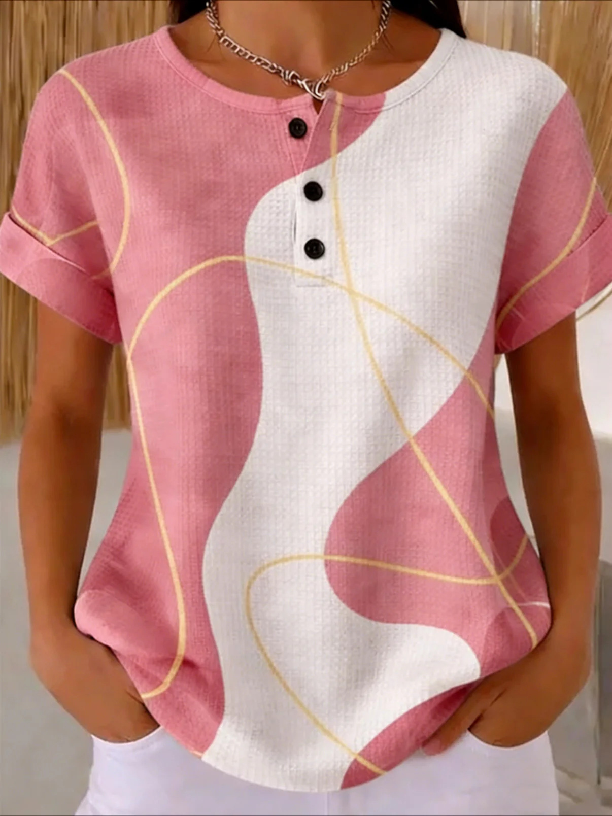 Women's Casual Loose-fit Printed Short-sleeve