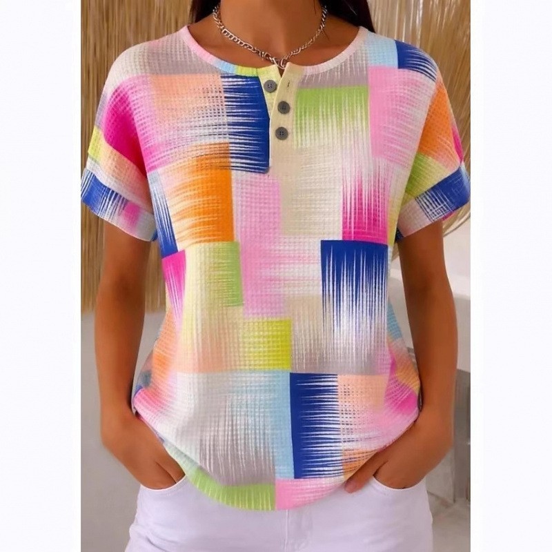 Women's Casual Loose-fit Printed Short-sleeve