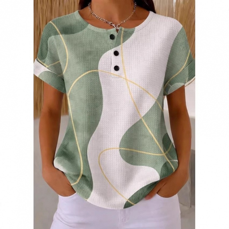 Women's Casual Loose-fit Printed Short-sleeve