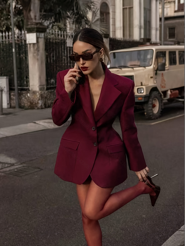 Women's Elegant Blazer For Business Casual Commuting, Autumn Women's Suit Jacket