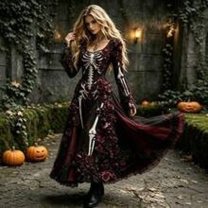 Women's Fashion Long Dress With A Fairy-like Vibe Featuring Digital Print
