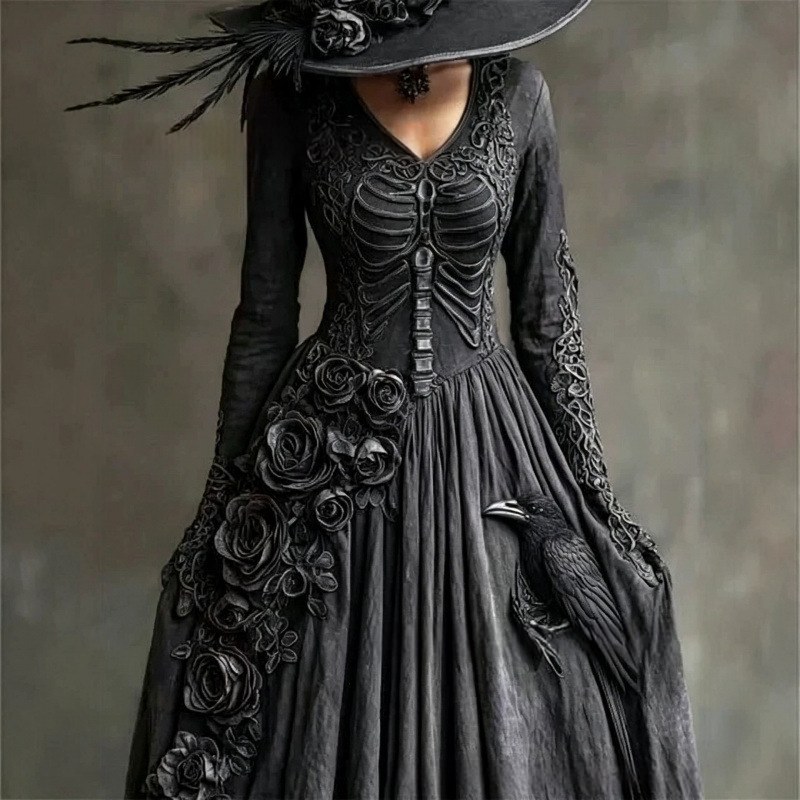 Women's Fashion Long Dress With A Fairy-like Vibe Featuring Digital Print