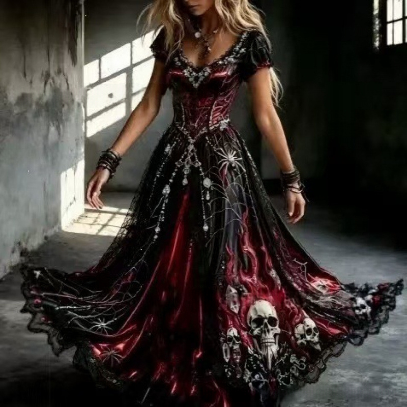 Women's Fashion Long Dress With A Fairy-like Vibe Featuring Digital Print
