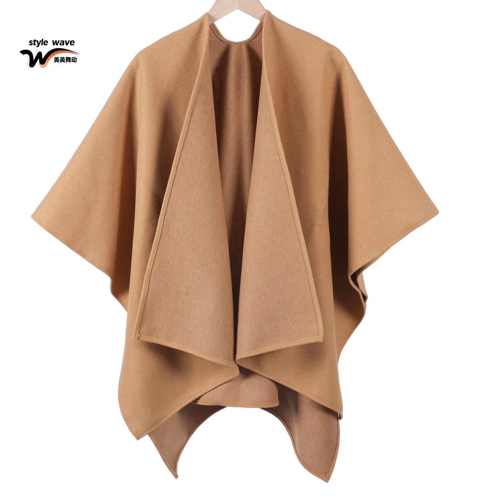 Women's French Luxury Thick Warm Shawl Coat, Loose Slouchy Autumn Winter Shawl