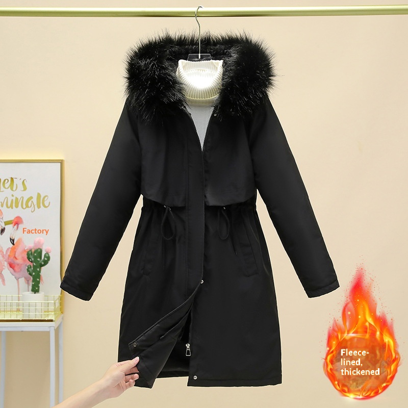 Women's Loose-fitting Coat With A Large Fur Collar