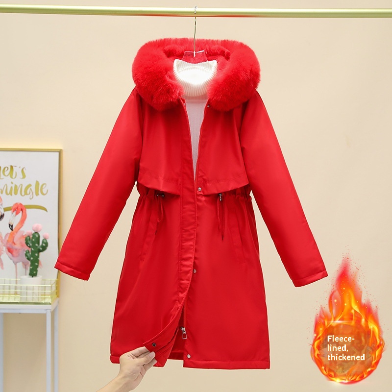 Women's Loose-fitting Coat With A Large Fur Collar