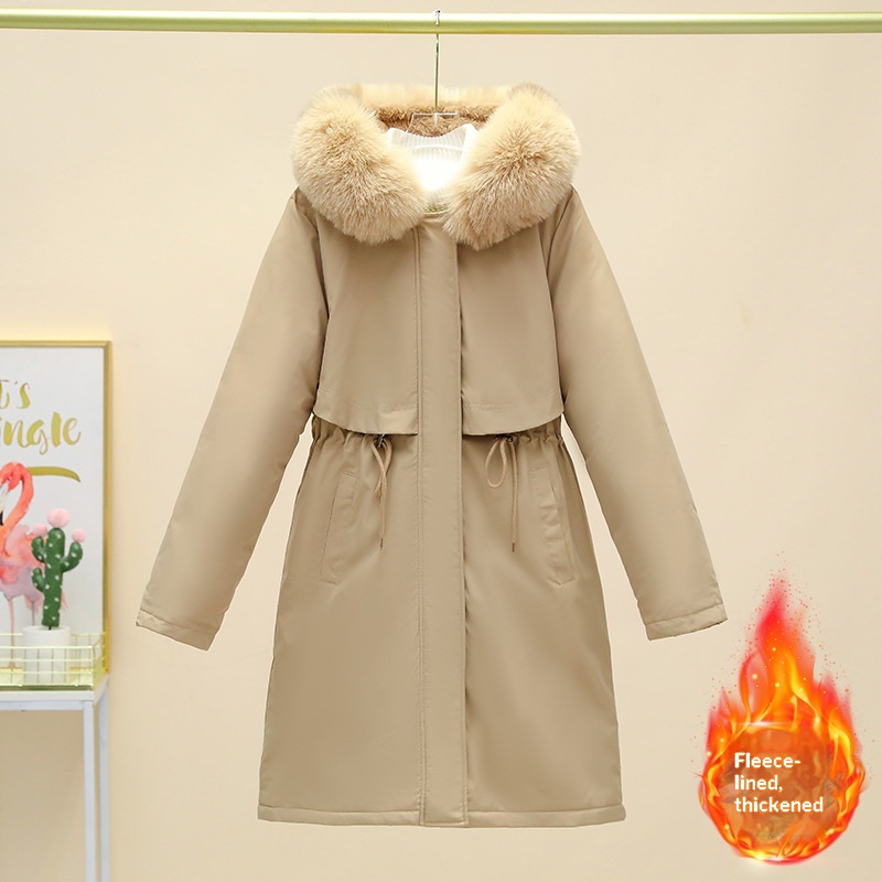 Women's Loose-fitting Coat With A Large Fur Collar