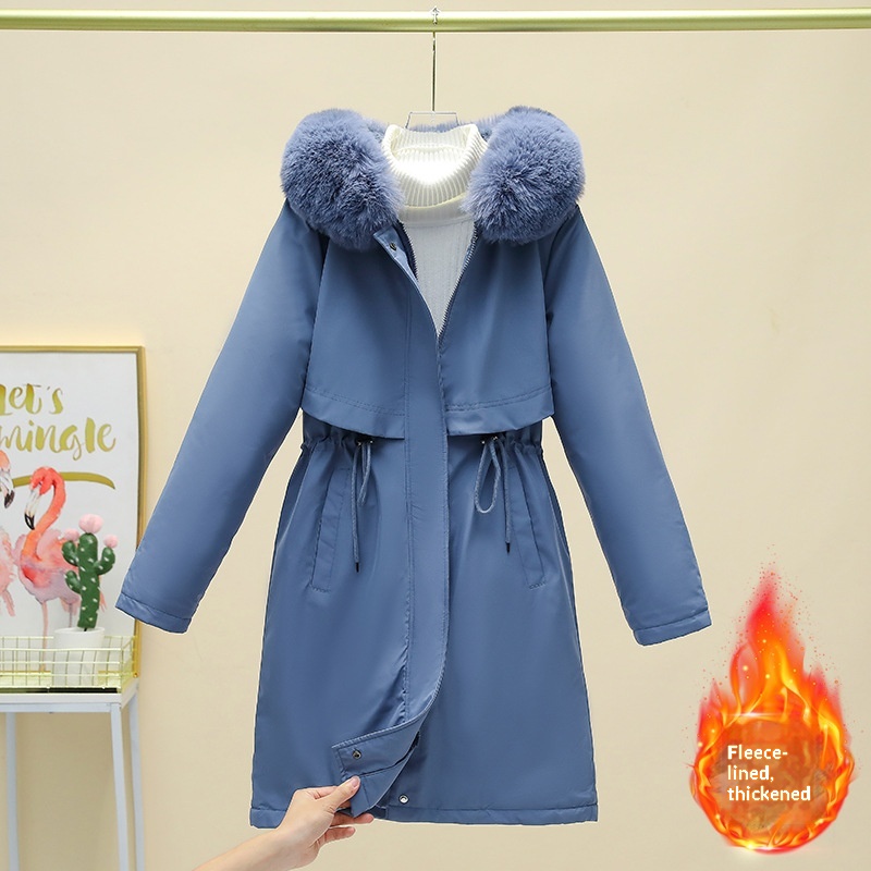 Women's Loose-fitting Coat With A Large Fur Collar