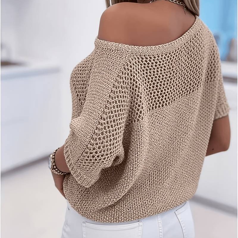 Women's Loose-fitting Hollow-out Knit Top
