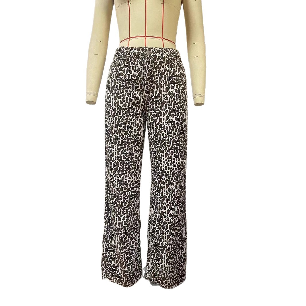 Women's Loose Leopard Print Jeans
