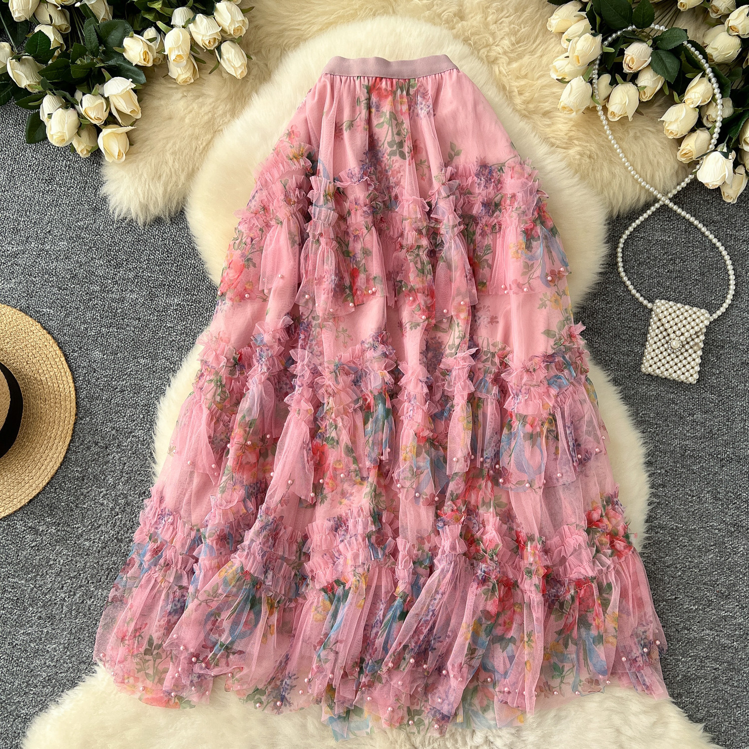 Women's Multi-layered High-waisted Figure-flattering A-line Skirt