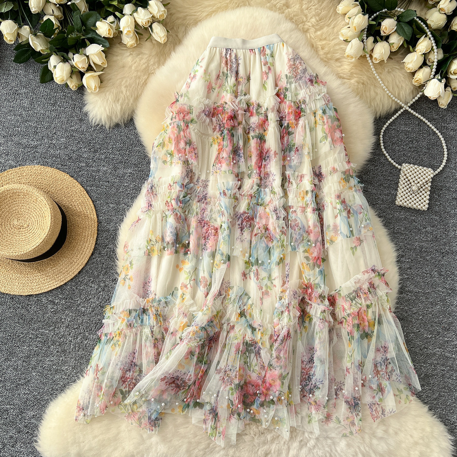 Women's Multi-layered High-waisted Figure-flattering A-line Skirt
