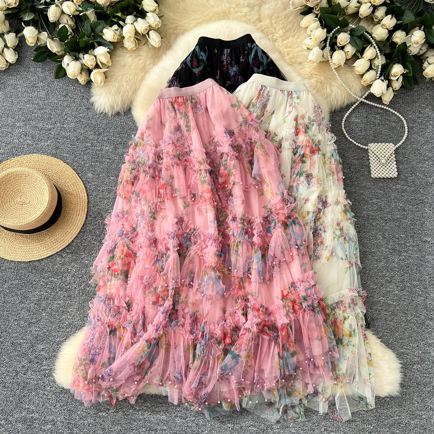 Women's Multi-layered High-waisted Figure-flattering A-line Skirt