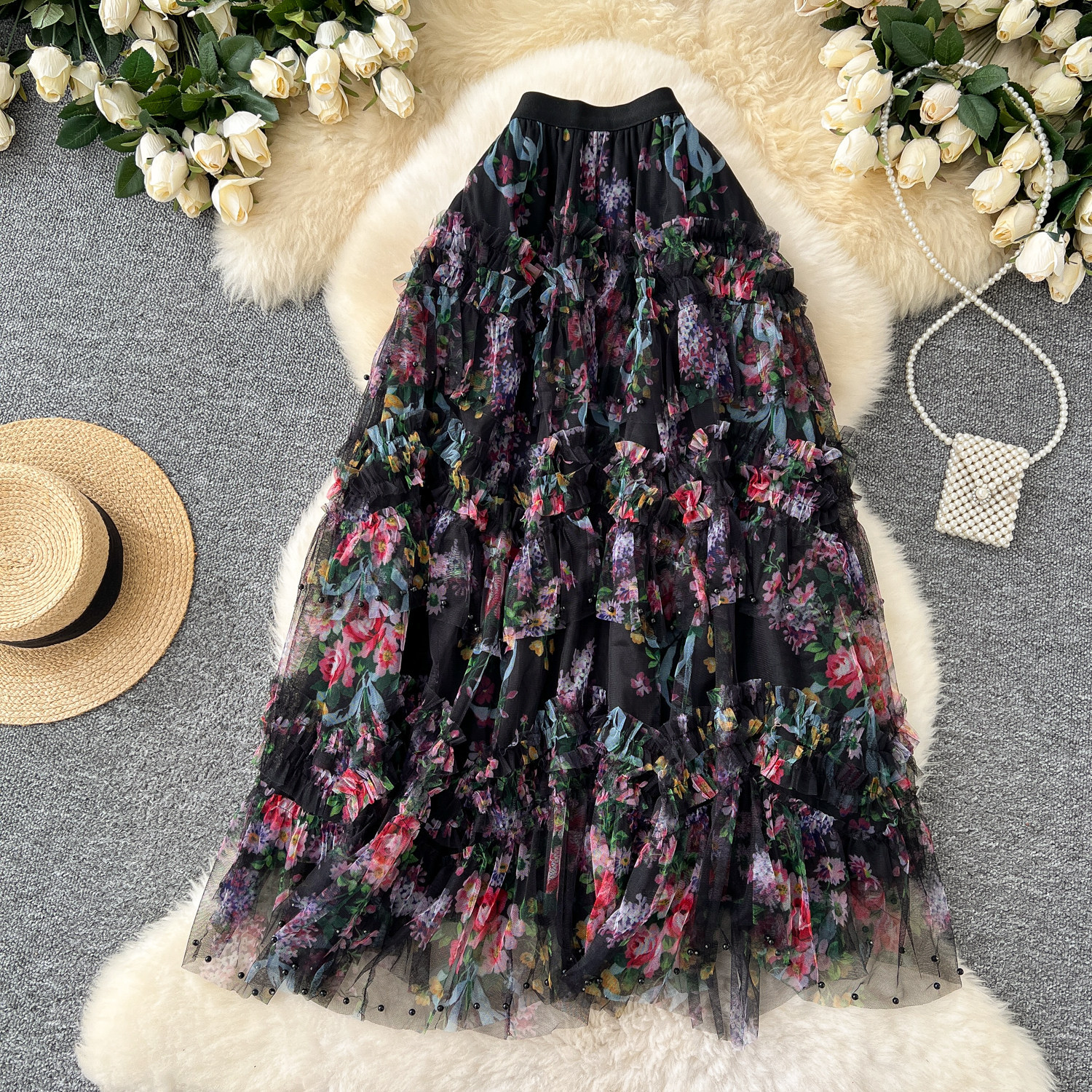 Women's Multi-layered High-waisted Figure-flattering A-line Skirt