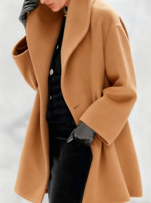 Women's New Long Sleeved Large Woolen Overcoat
