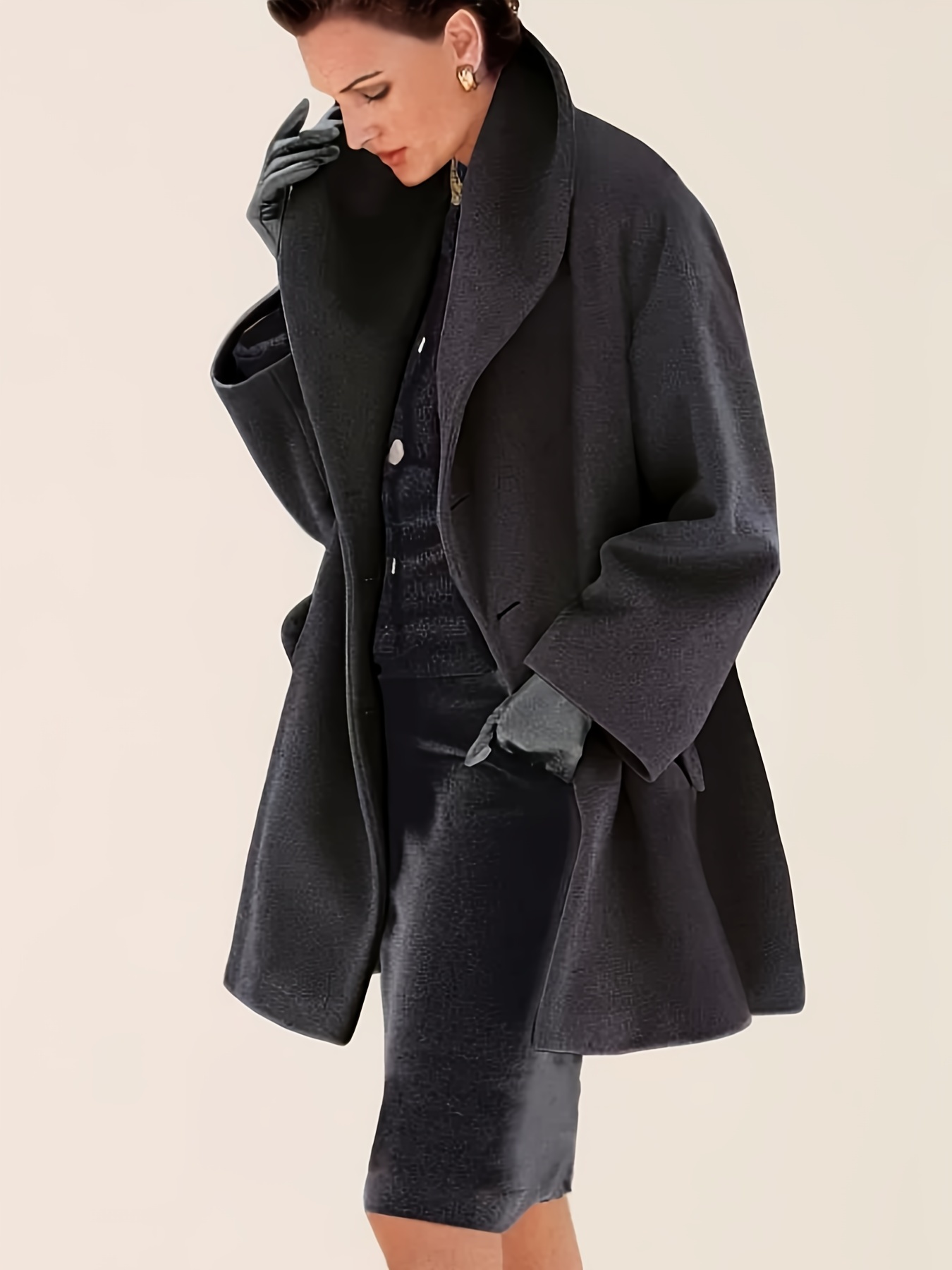 Women's New Long Sleeved Large Woolen Overcoat