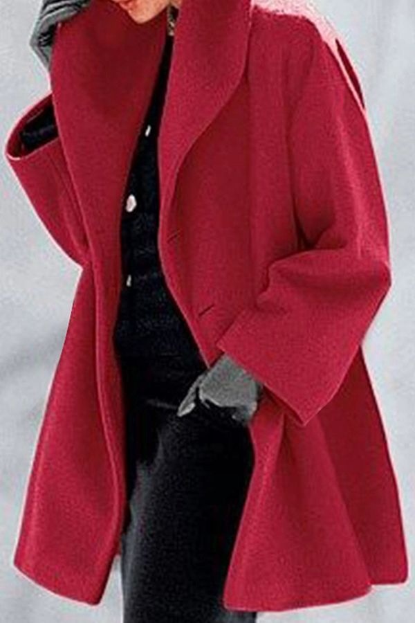 Women's New Long Sleeved Large Woolen Overcoat