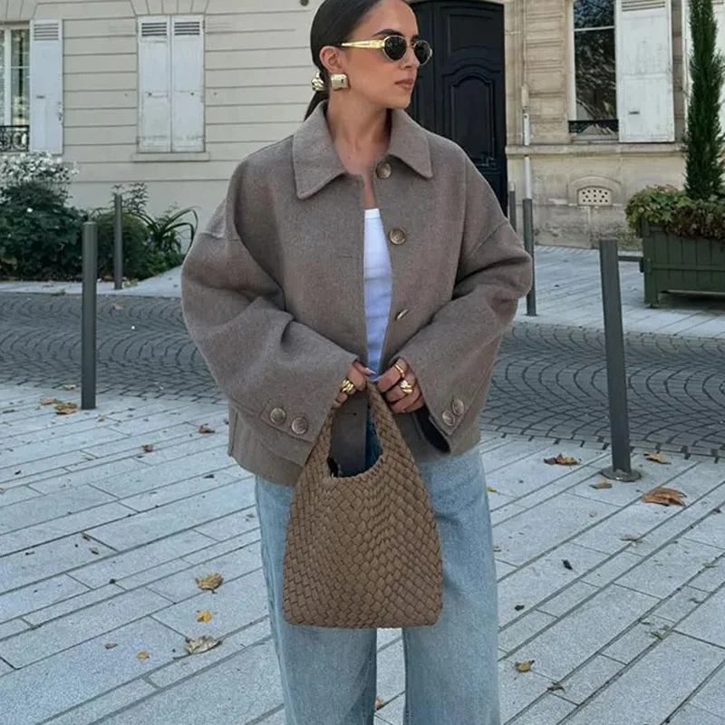 Women's Short Notched-collar Wool Coat