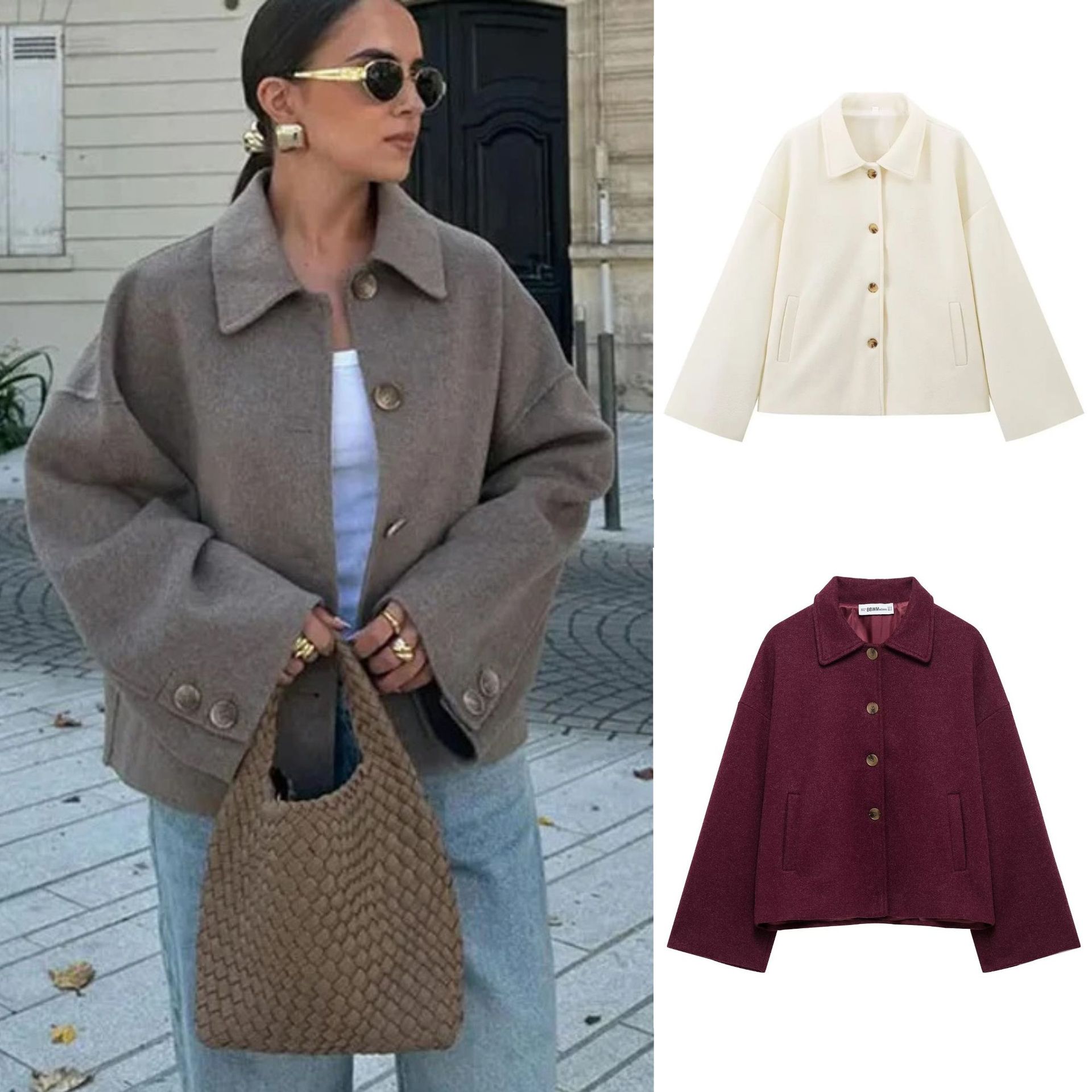 Women's Short Notched-collar Wool Coat