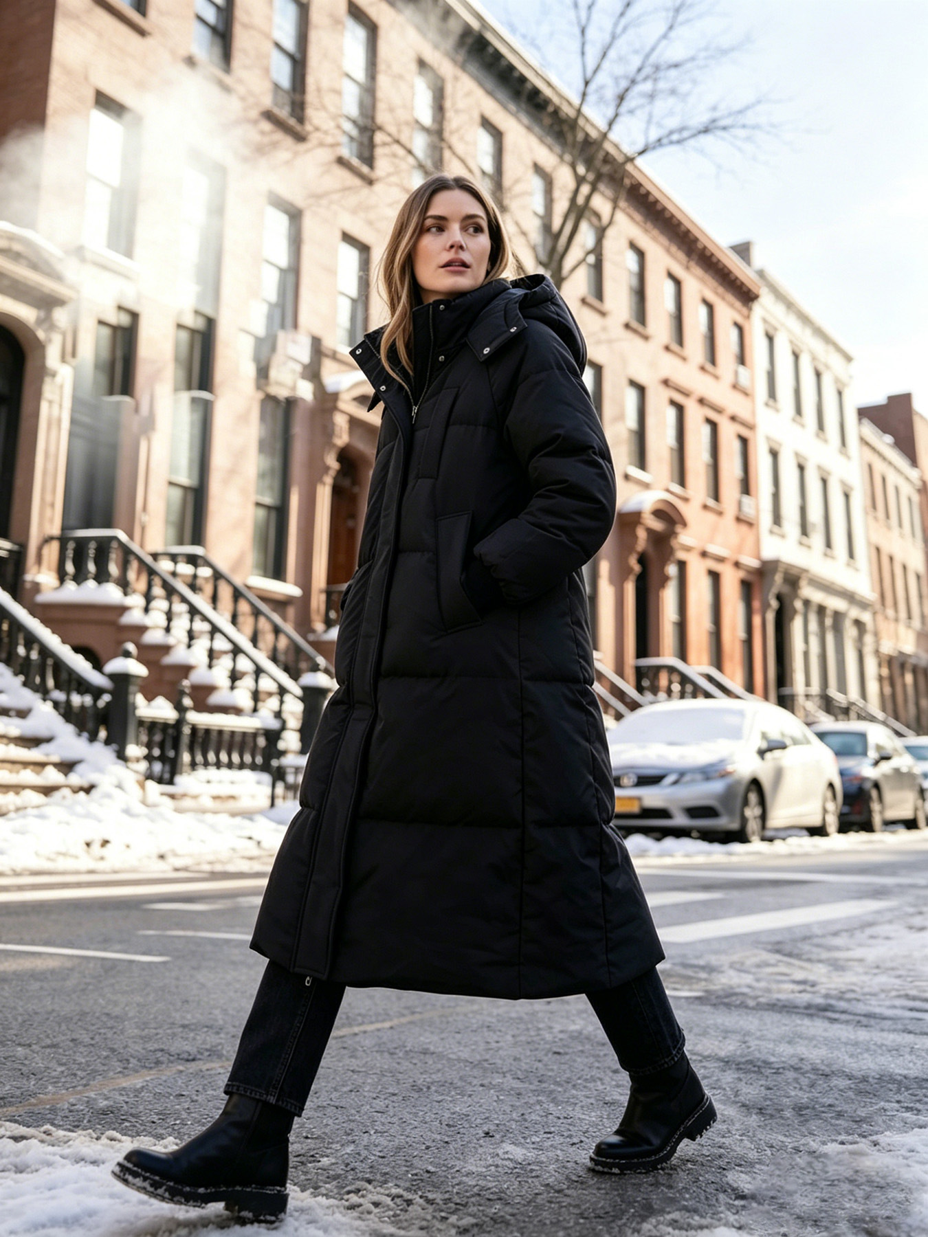 Women's Solid-color Loose Long Over-the-knee Cotton Coat