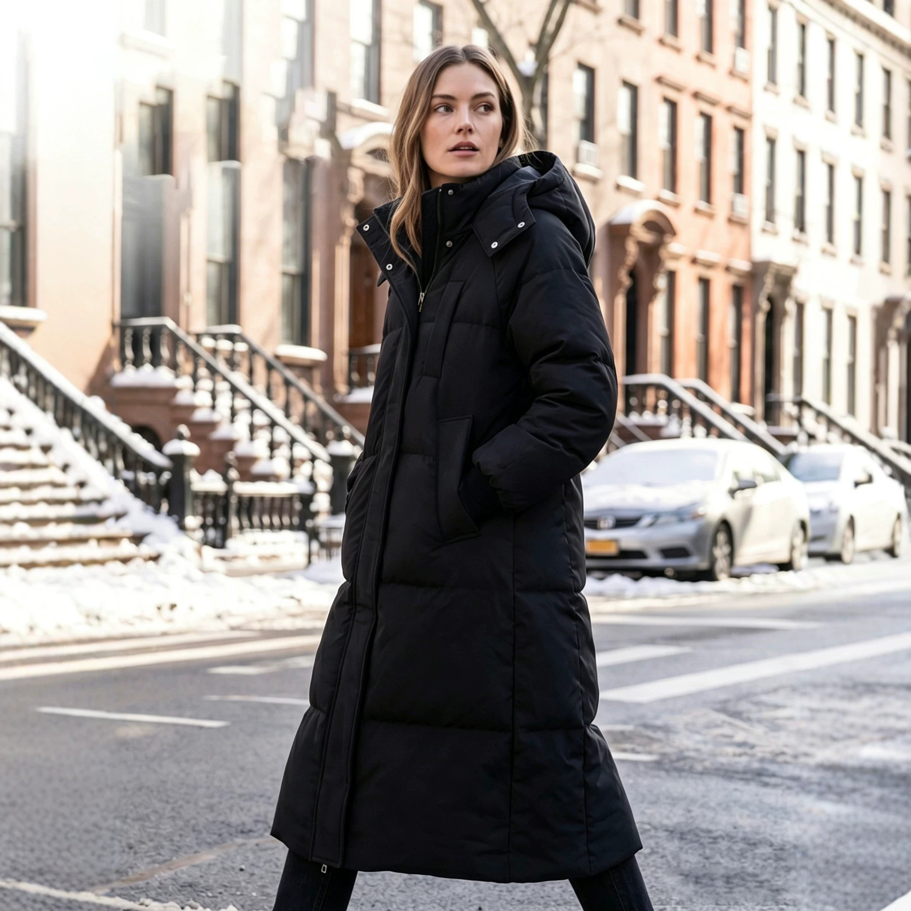 Women's Solid-color Loose Long Over-the-knee Cotton Coat