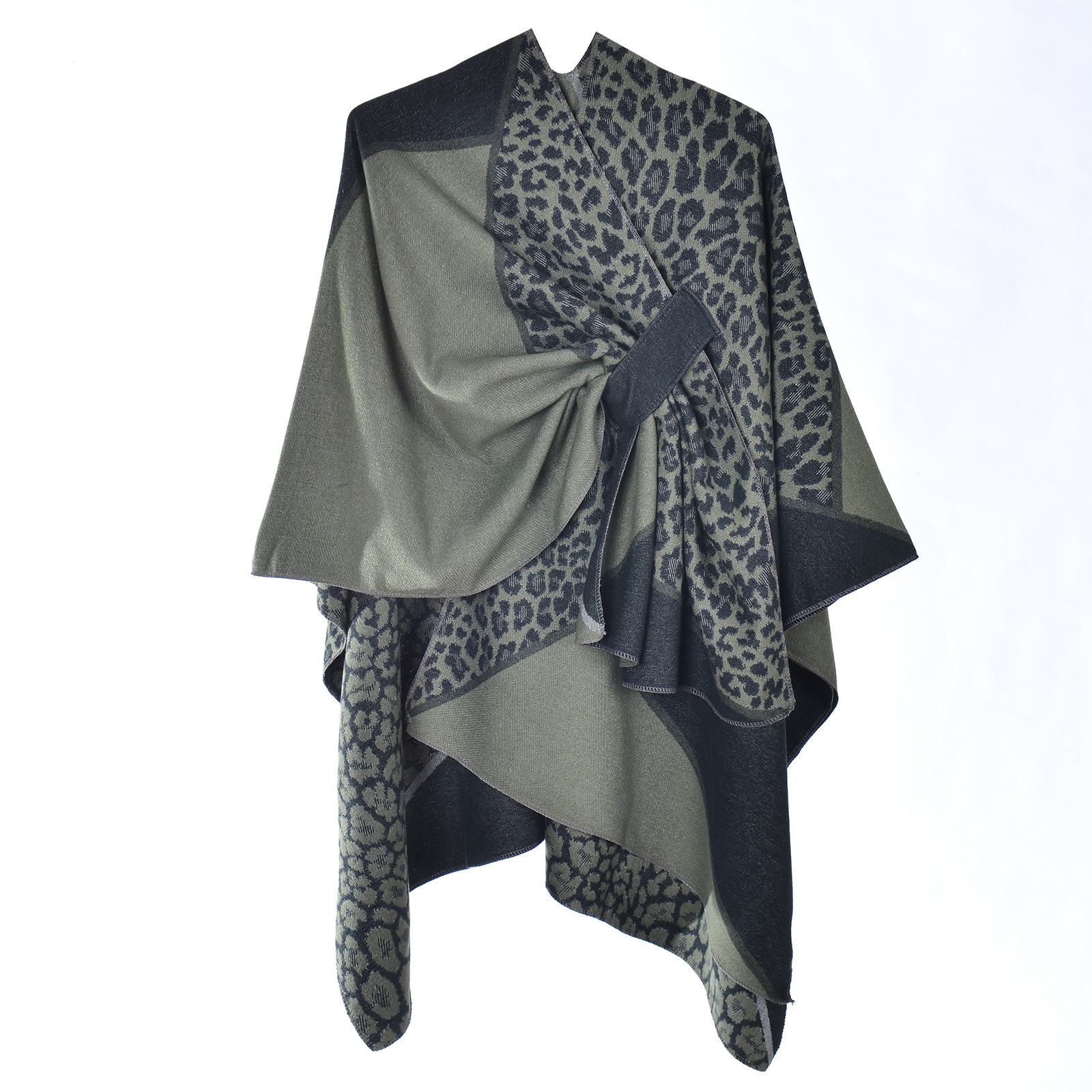 Women's Spring Autumn High-End Ambience Versatile Timeless Leopard Print Jacquard Shawl