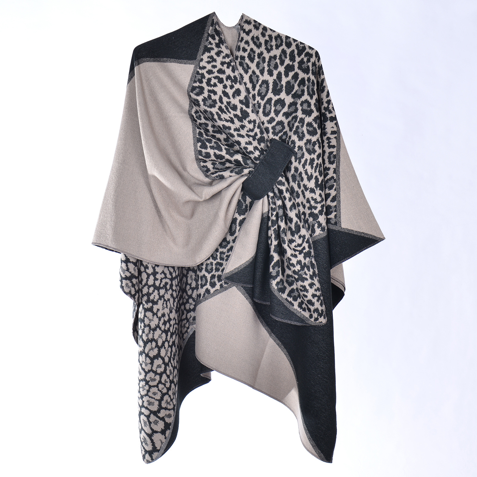Women's Spring Autumn High-End Ambience Versatile Timeless Leopard Print Jacquard Shawl