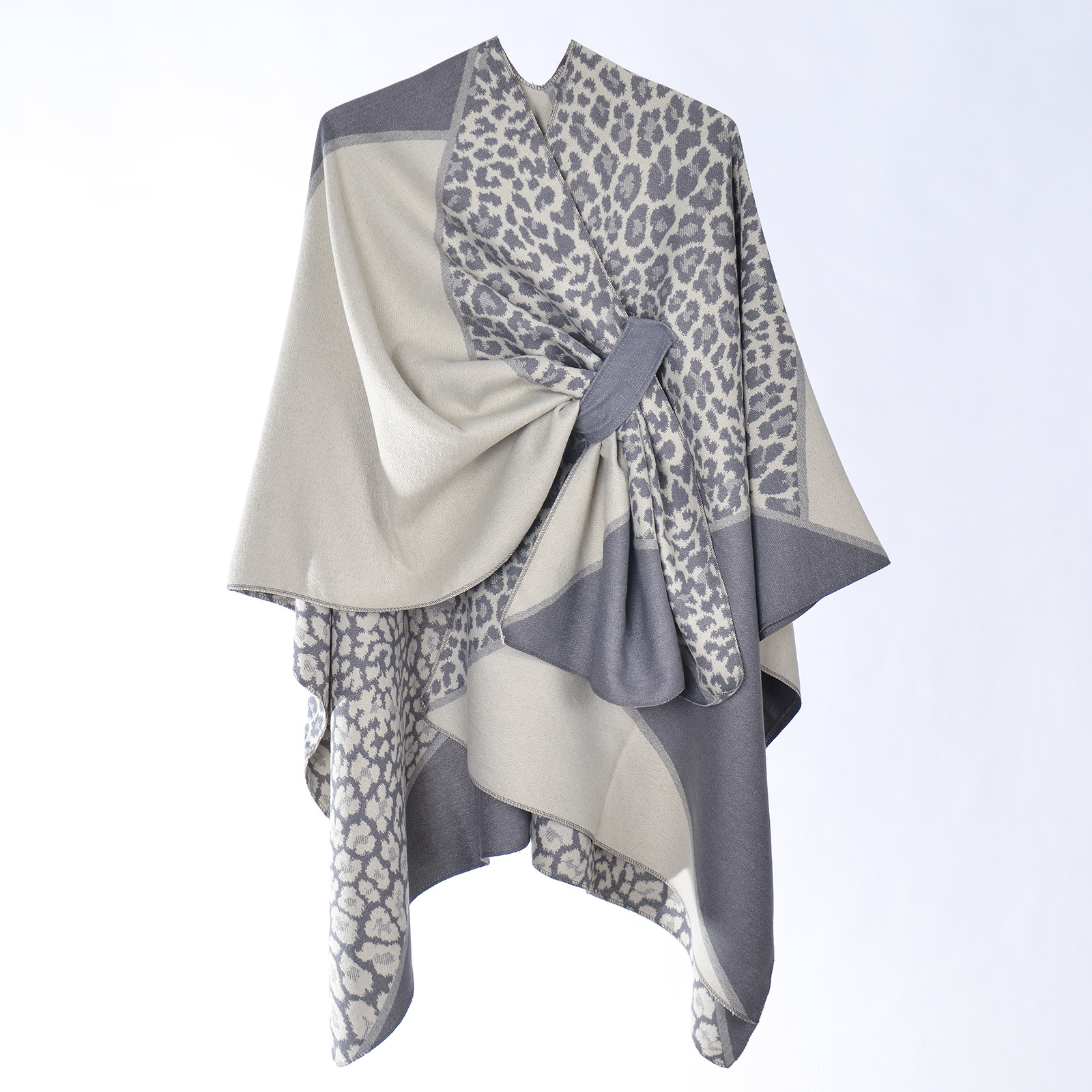 Women's Spring Autumn High-End Ambience Versatile Timeless Leopard Print Jacquard Shawl