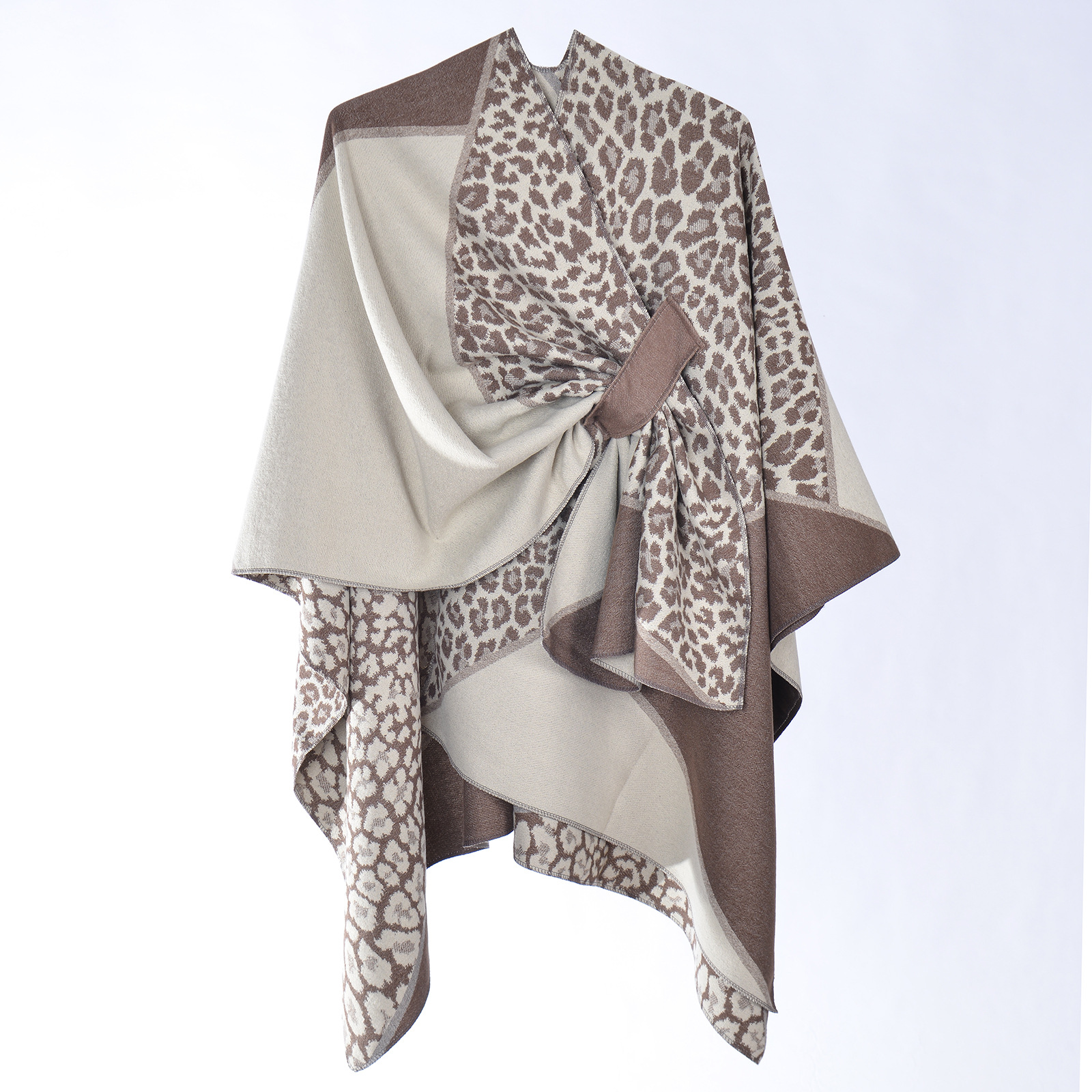 Women's Spring Autumn High-End Ambience Versatile Timeless Leopard Print Jacquard Shawl