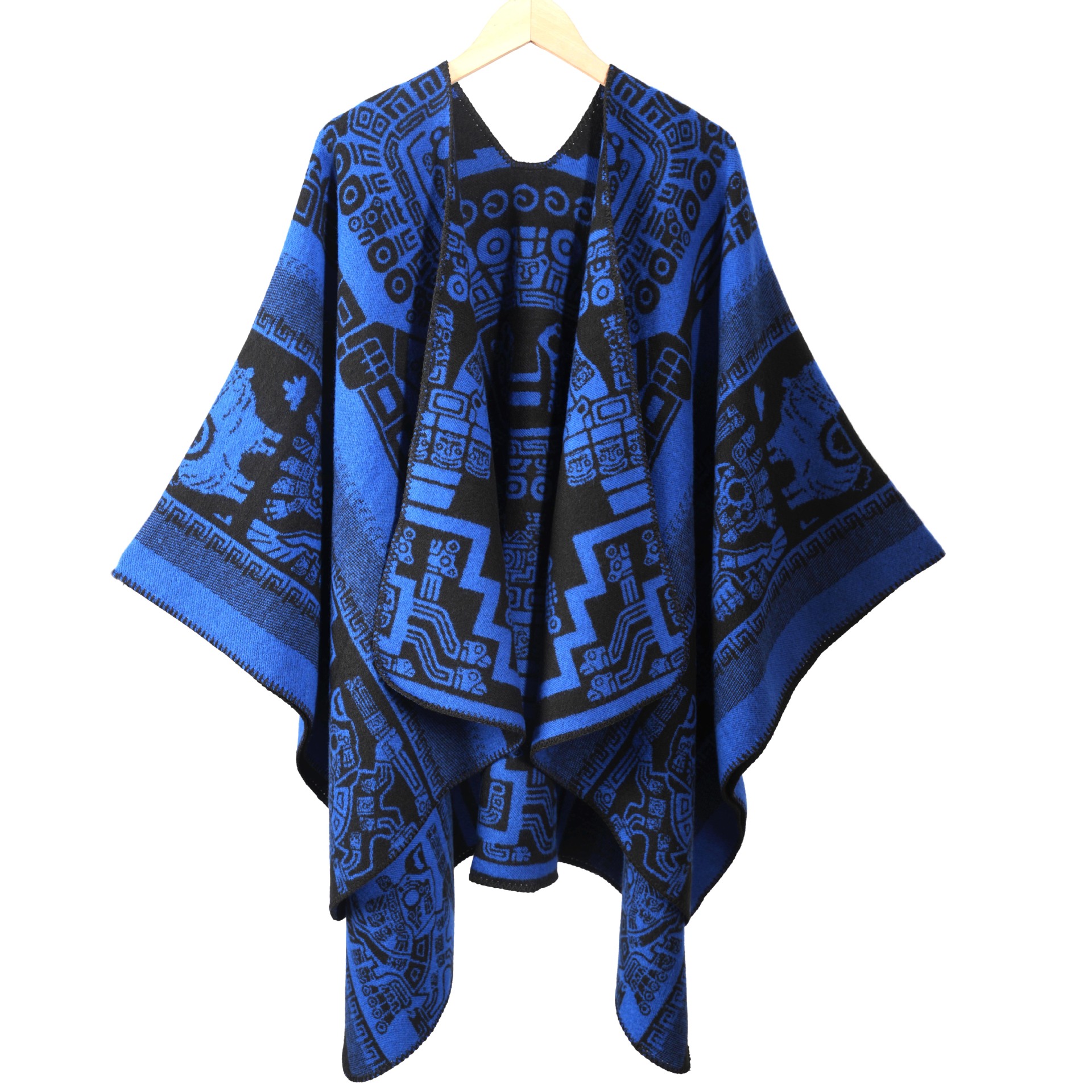 Women's Vintage Trendy Unique Split Shawl, Women's Warm Poncho Thick Shawl