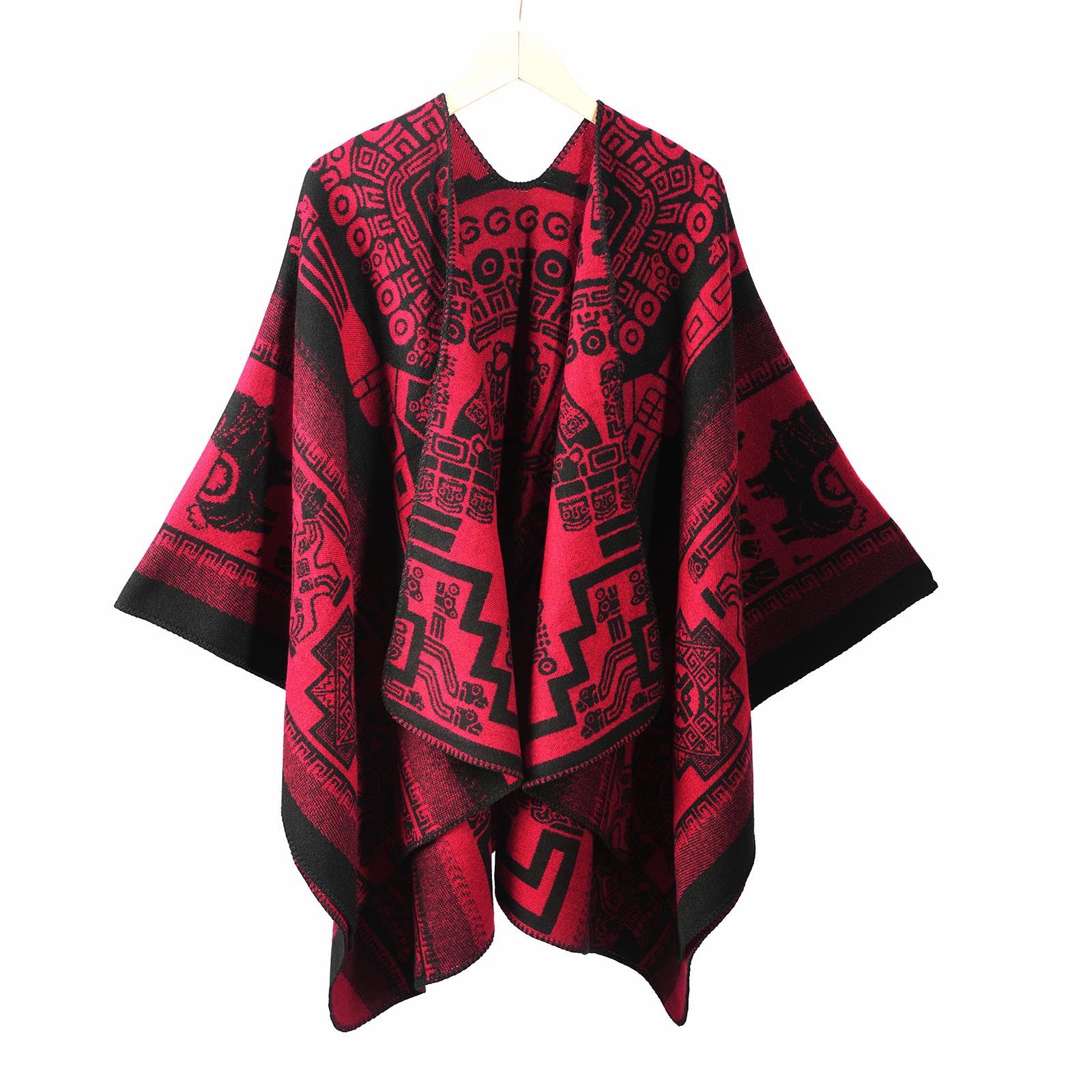 Women's Vintage Trendy Unique Split Shawl, Women's Warm Poncho Thick Shawl