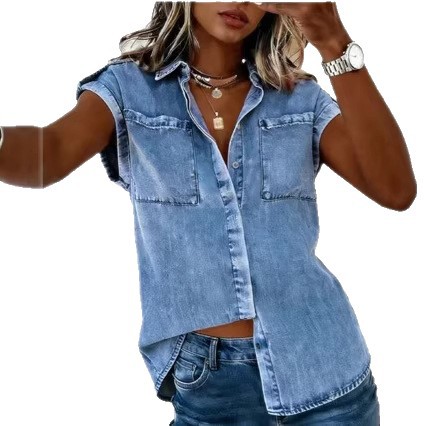 Womens Casual Denim Summer Shirt
