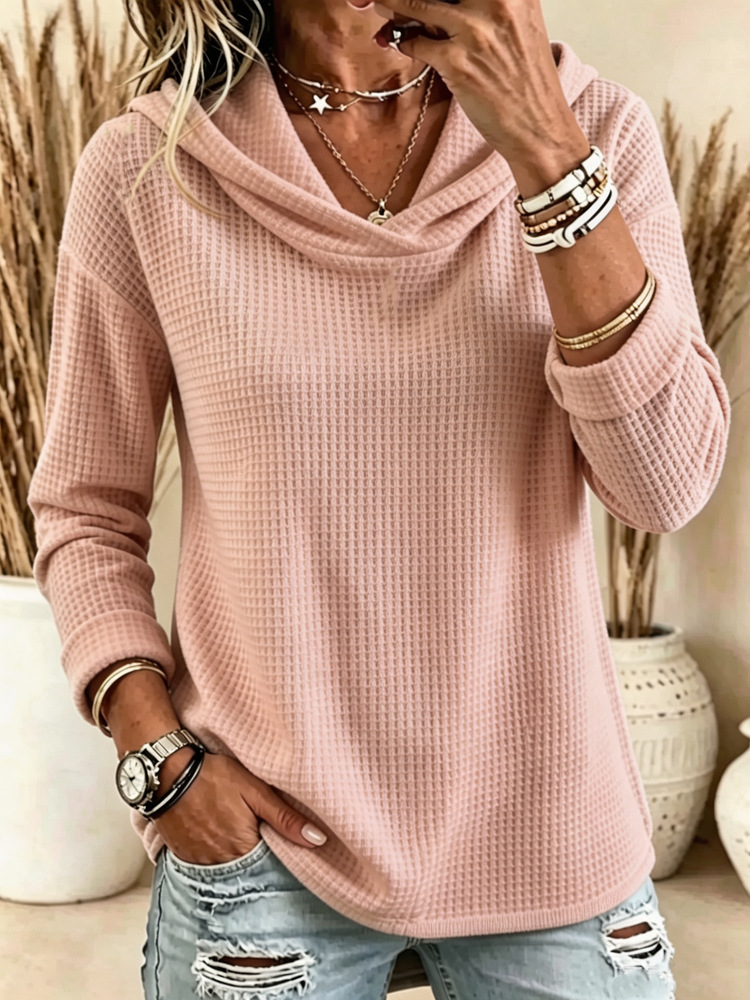Womens Casual Long-sleeve Hoodie T-shirt