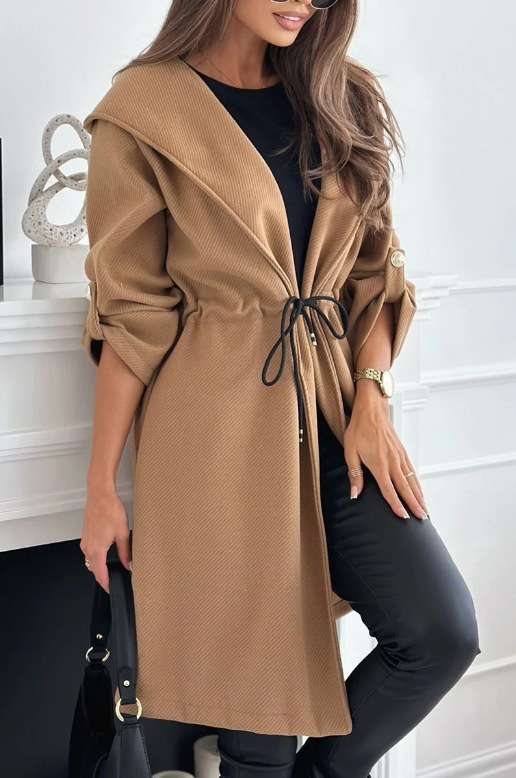 Womens Casual Long-sleeve Trench Coat