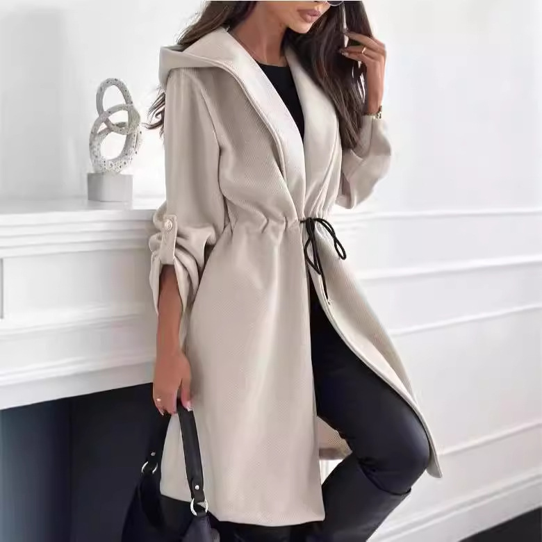 Womens Casual Long-sleeve Trench Coat
