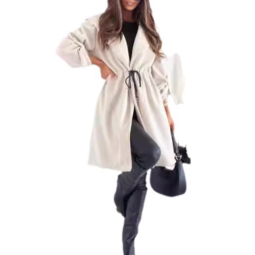 Womens Casual Long-sleeve Trench Coat
