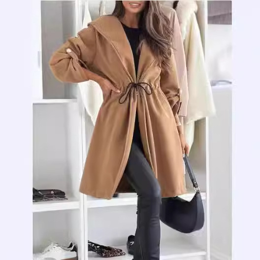 Womens Casual Long-sleeve Trench Coat