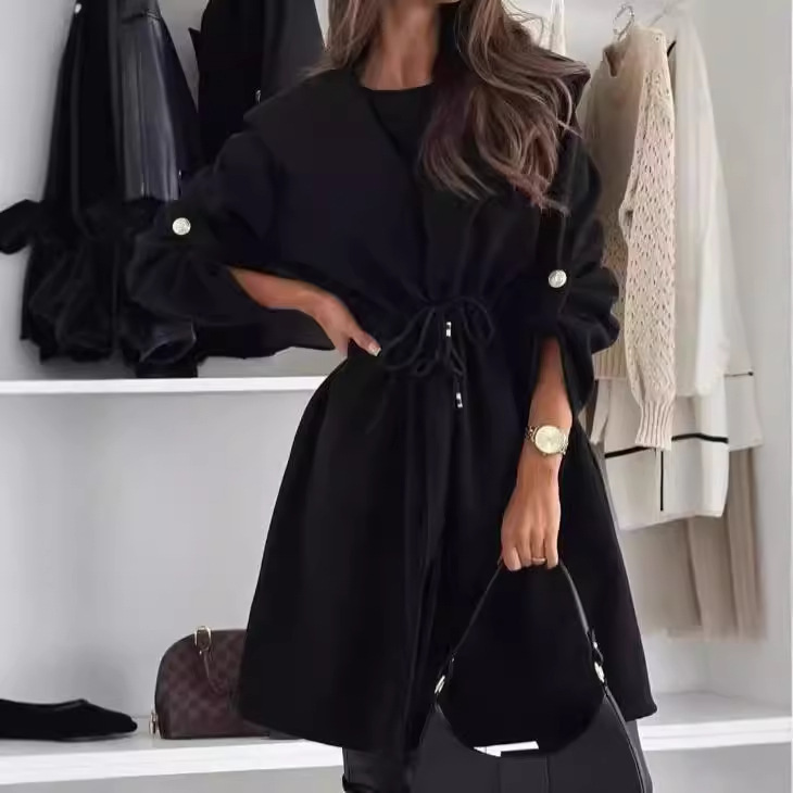 Womens Casual Long-sleeve Trench Coat