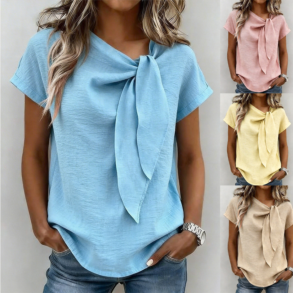 Womens Casual Loose-fit Fashionable Short-sleeve Top