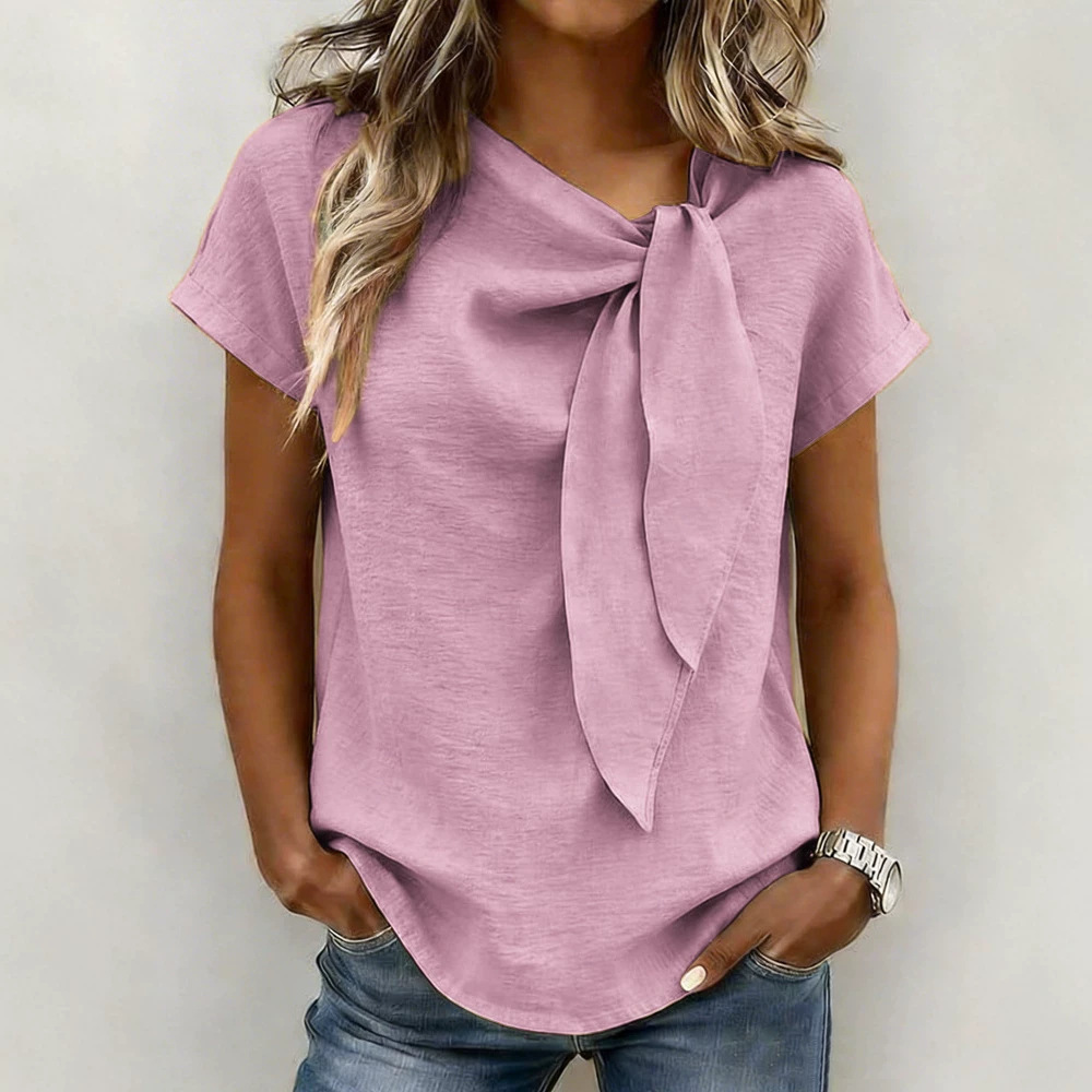 Womens Casual Loose-fit Fashionable Short-sleeve Top