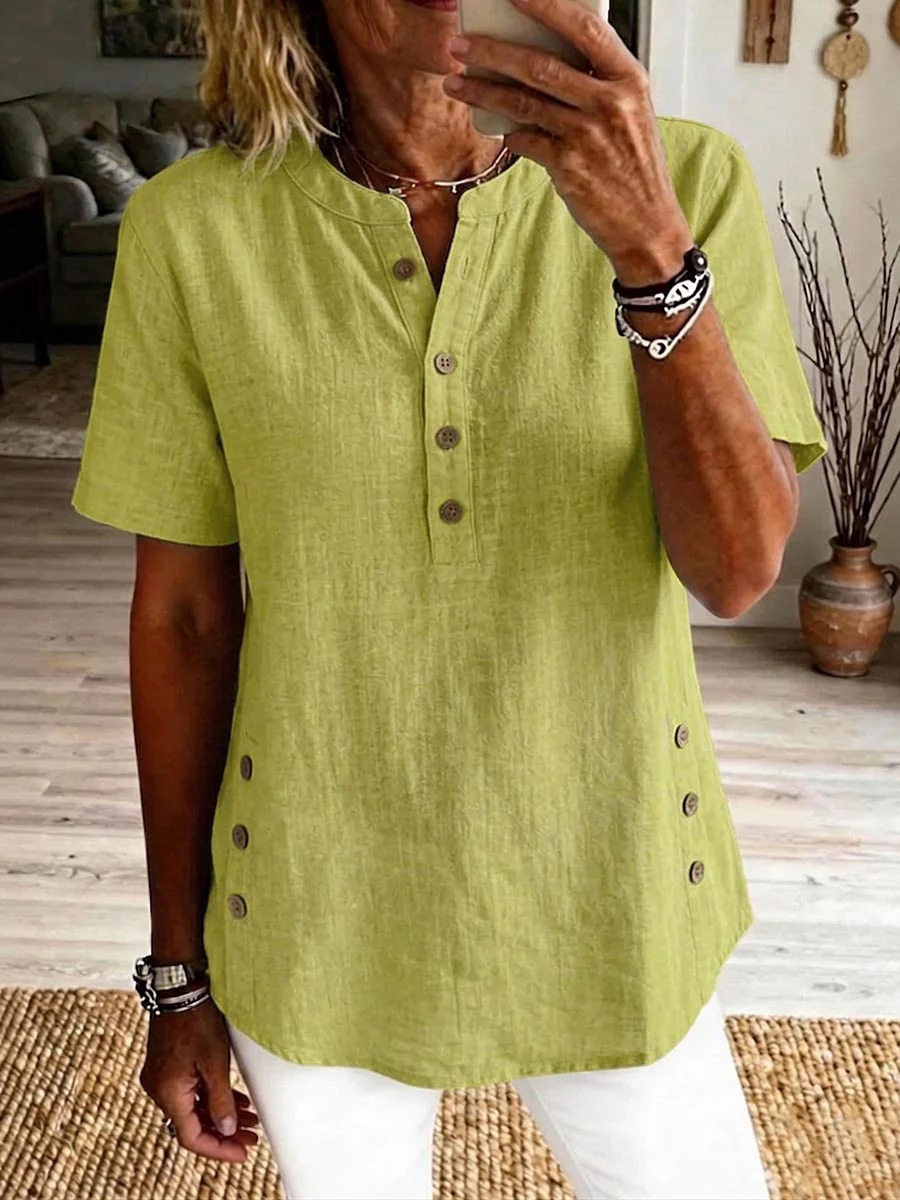 Womens Casual Loose-fitting Pullover Short-sleeve Top