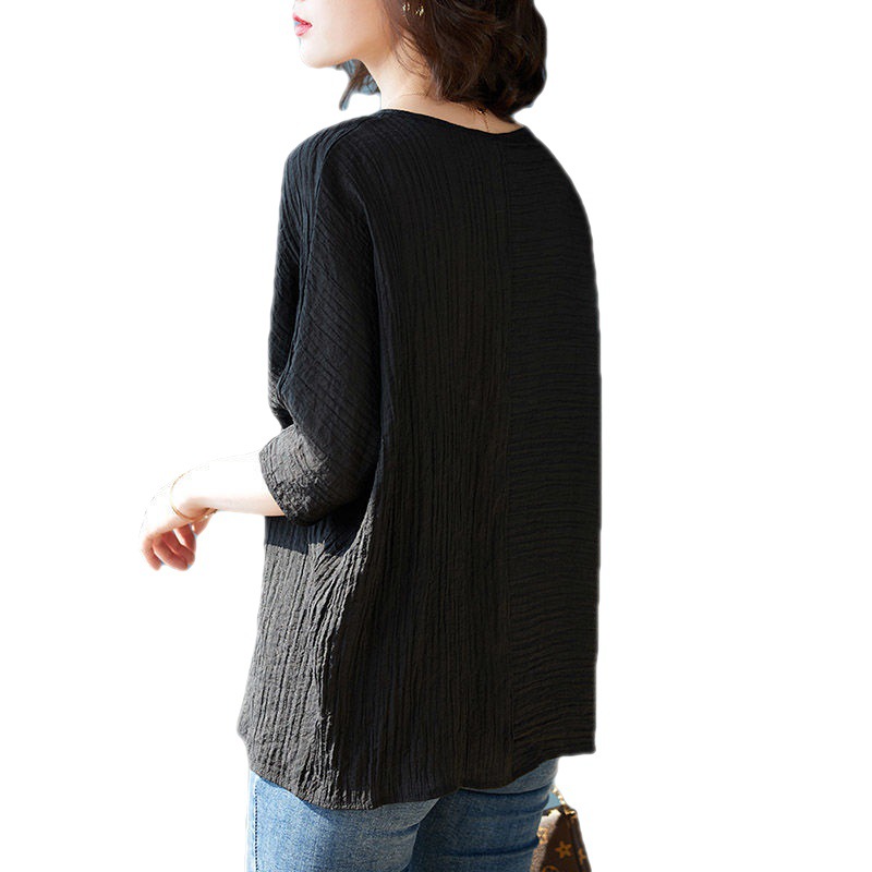 Womens Chiffon Short-sleeve Fashionable Western-style Blouse