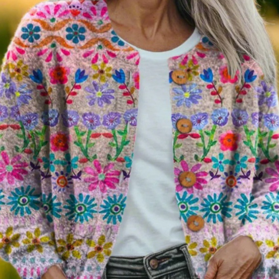 Womens Digital 3D-Print Geometric Cardigan Faux Sweater Coat