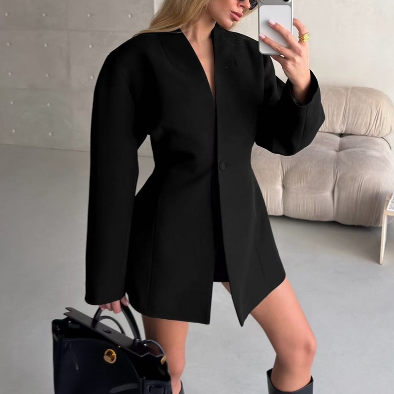 Womens Fashionable V-Neck Lace-Up Coat