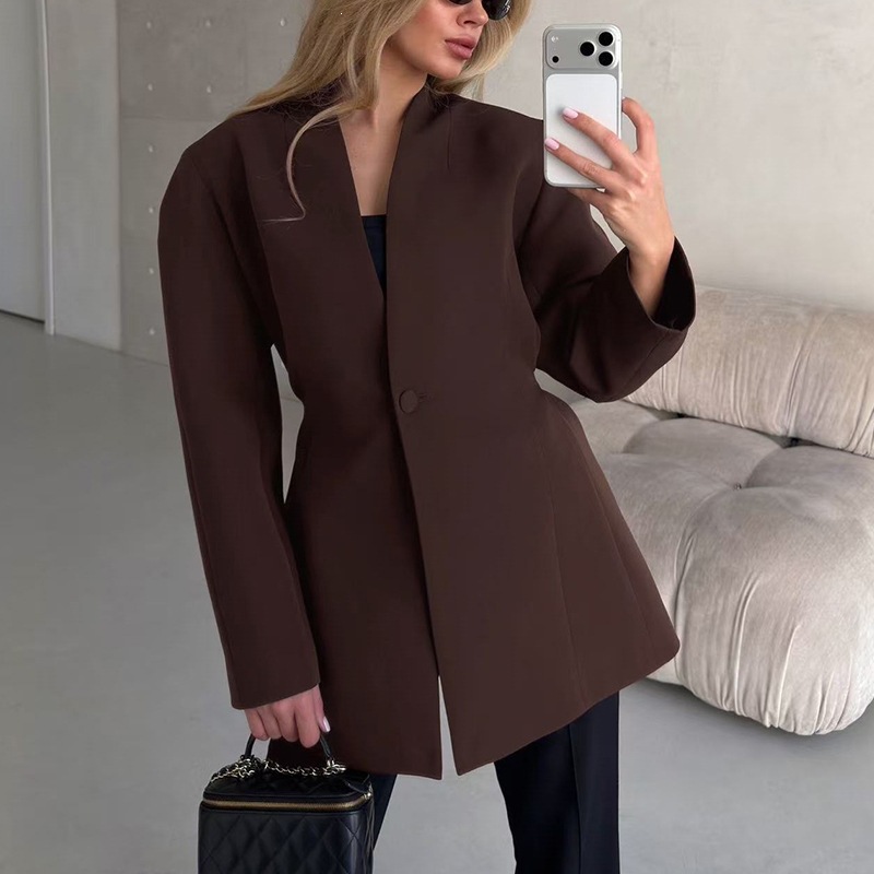 Womens Fashionable V-Neck Lace-Up Coat
