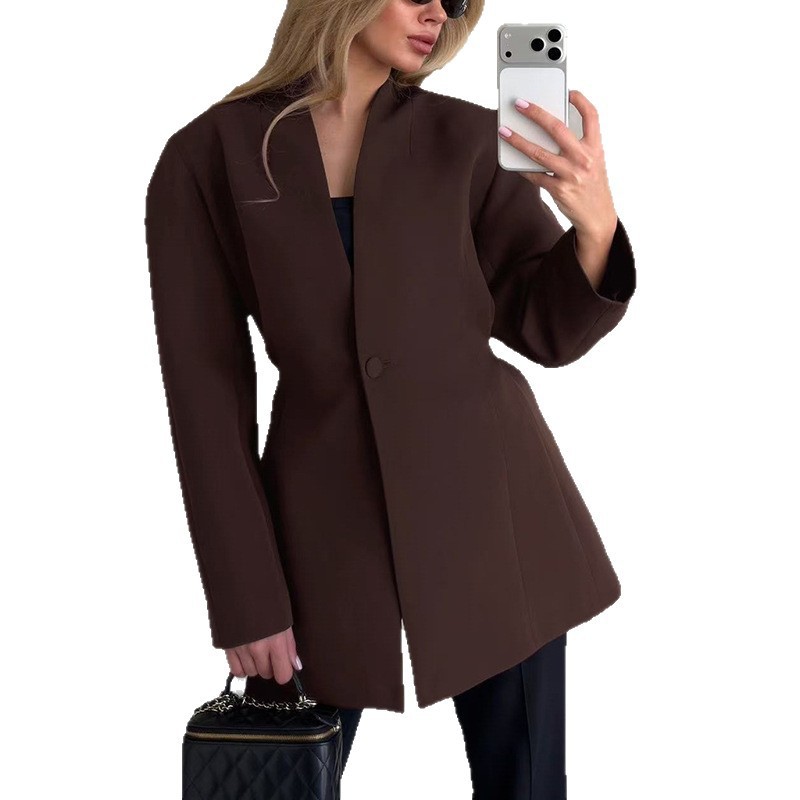 Womens Fashionable V-Neck Lace-Up Coat