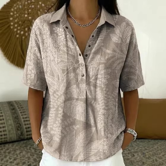 Womens Forest-style Petite Floral Blouse Top