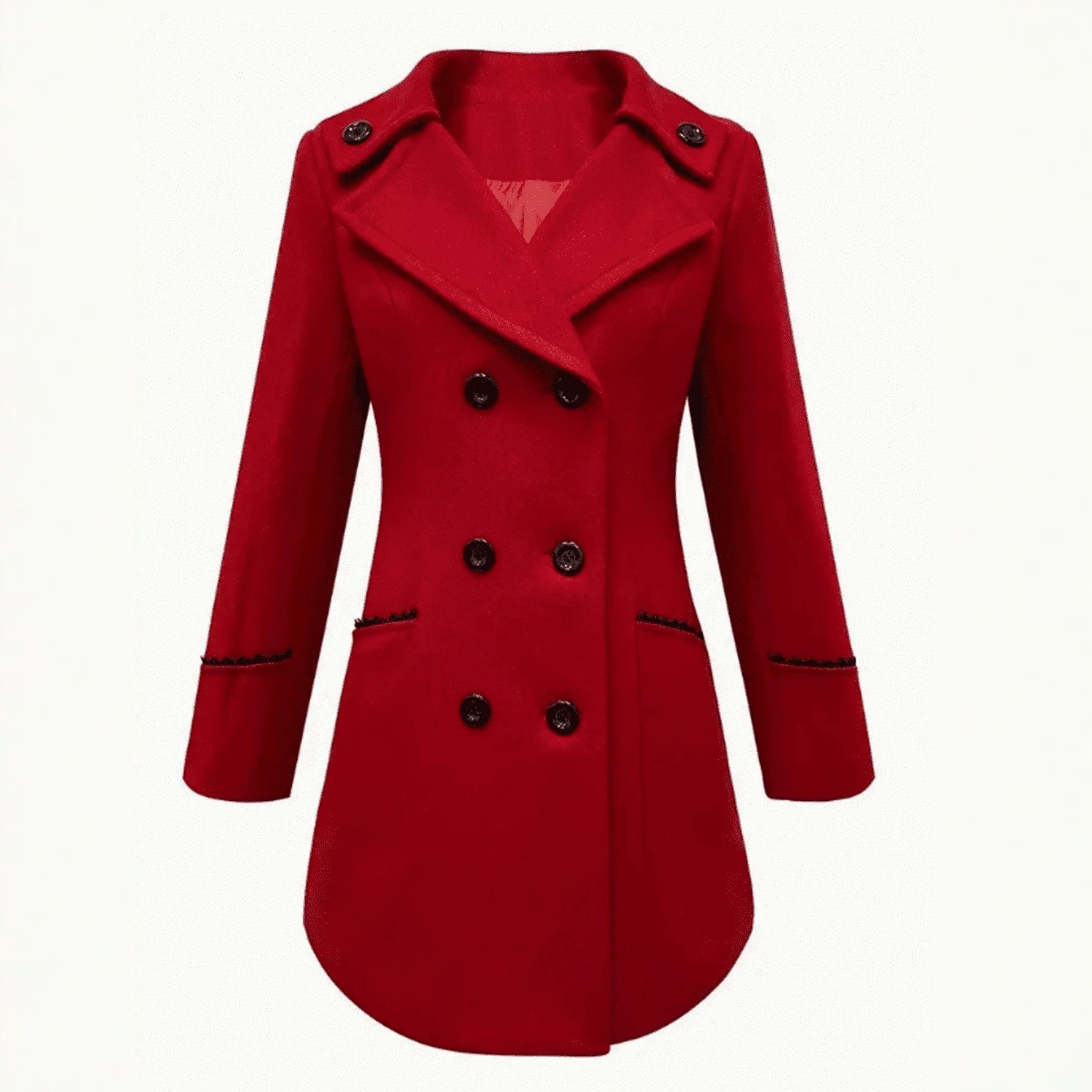 Womens Lined Double-breasted Casual Coat