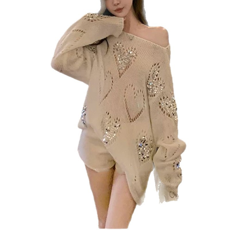 Womens Loose-fitting Figure-flattering Versatile Hollow-out Top