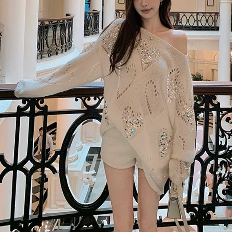 Womens Loose-fitting Figure-flattering Versatile Hollow-out Top